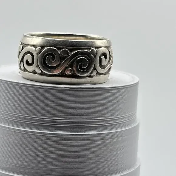 Sterling Silver 925 Scroll Eternity Band Ring Size 8 Vintage Marked 925 Tested