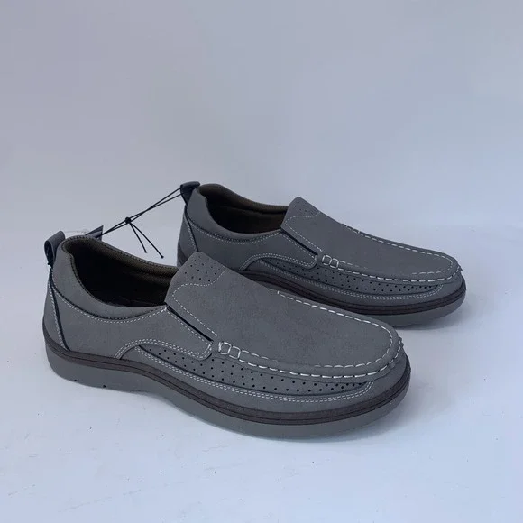 Aston Marc Newport H-7042 Loafers Men's 9 Gray Moc Toe Casual Slip On Shoes 8104