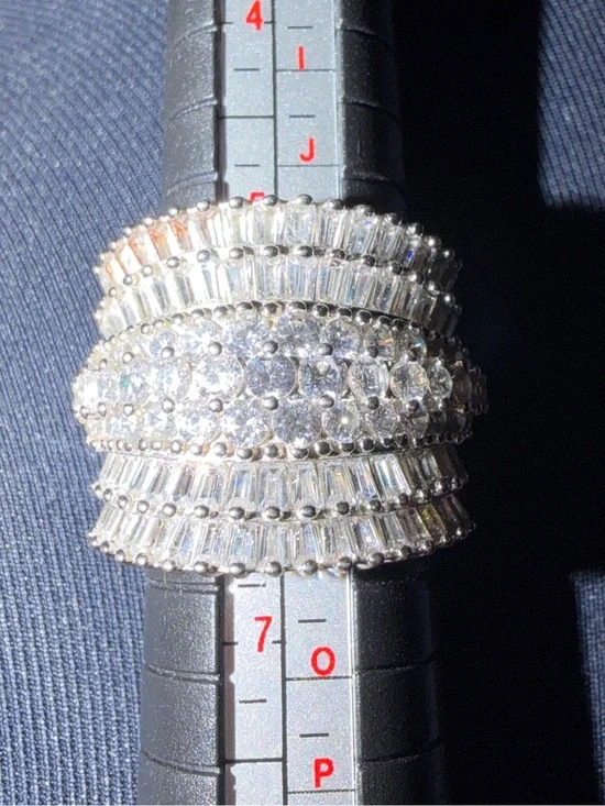 JTV Sterling Silver Multi-Row Diamond Stimulant/CZ Wide Band Ring Size 6