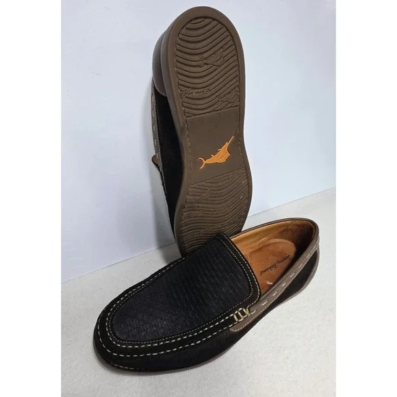 Tommy Bahama Mens Loafers 10 M‎ Brown Woven Suede Leather Slip Ons LIMITED USE