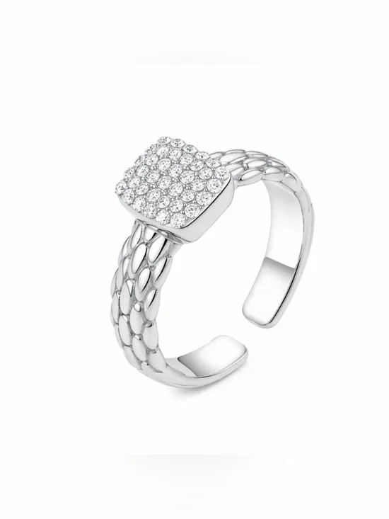 Pave Open Band Adjustable Ring NWT 18KT Gold Plated PVD Coated