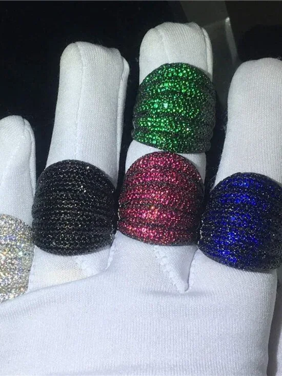 S925 sterling silver Luxury Pave Lab grown gemstone rings unisex