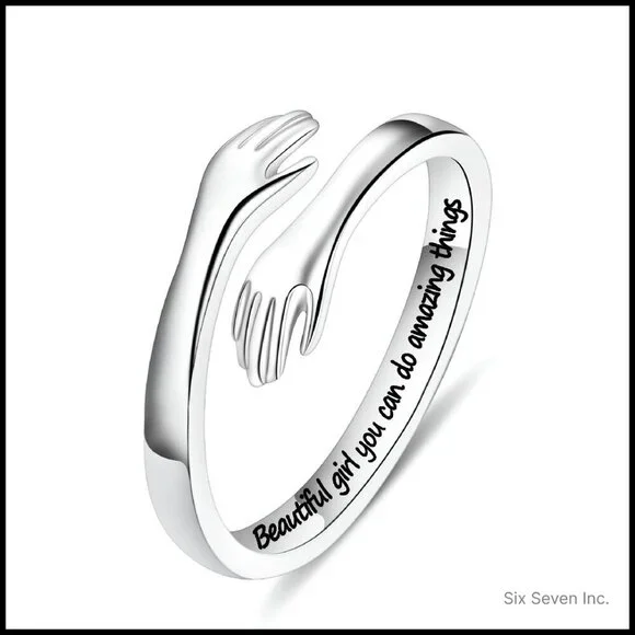 Sterling Silver Hug Ring Adjustable Minimal Chic Gift for Women Girls