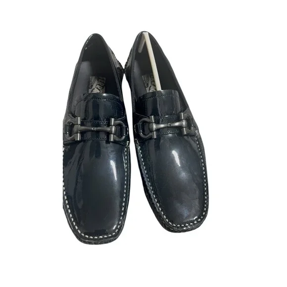 Salvatore Ferragamo Parigi Cobalto Patent Leather Driver Loafers 6.5 EE‎ New