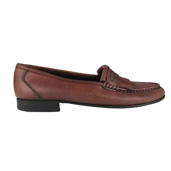 Florsheim Mens Brown Leather Almond Toe Slip on‎ Classic Moccasin Size US 8D