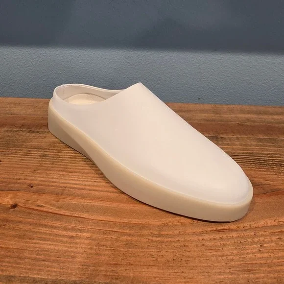 Wolf & Shepherd Mens Cruise Mule White Vanilla Leather Slip On Shoes‎ Size 6.5