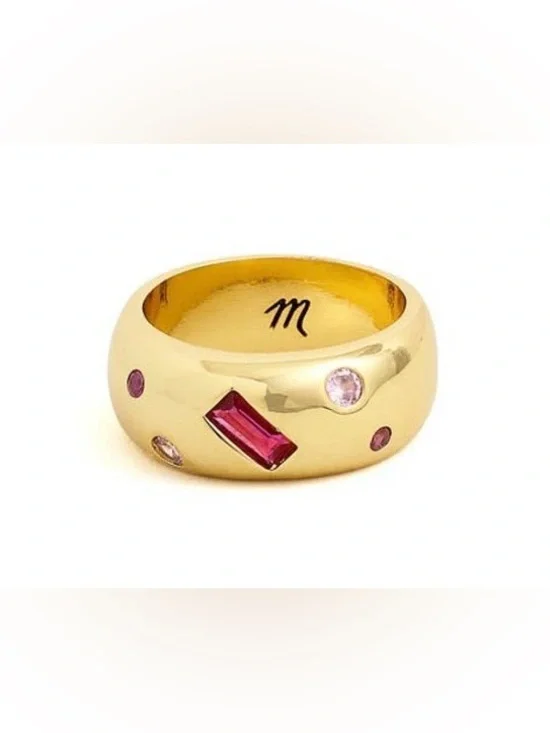 Madewell Crystal Confetti Ring – Dragon Fruit – Size 7