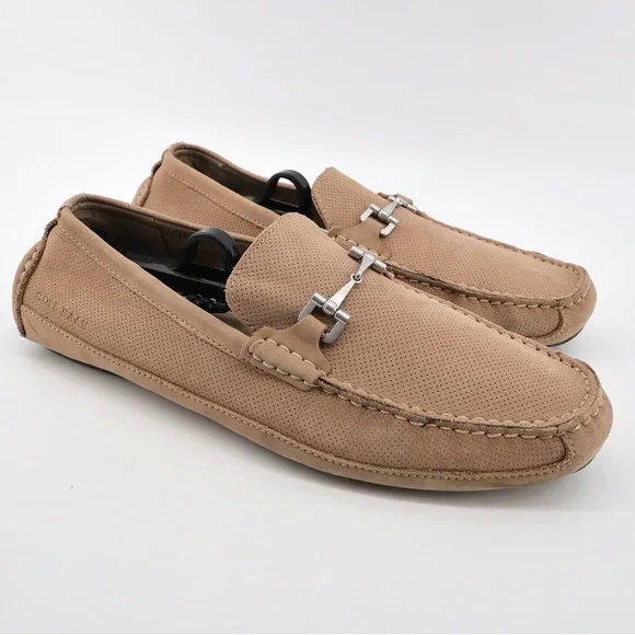 Cole Haan Men's Wyatt Leather Bit Driver Perforated Loafer‎ Mocs Tan Mens 10