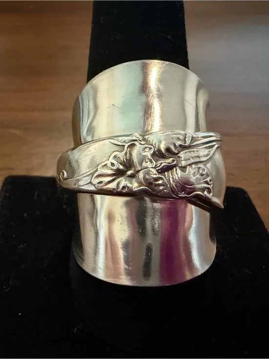 White Orchid Saddle Spoon Ring