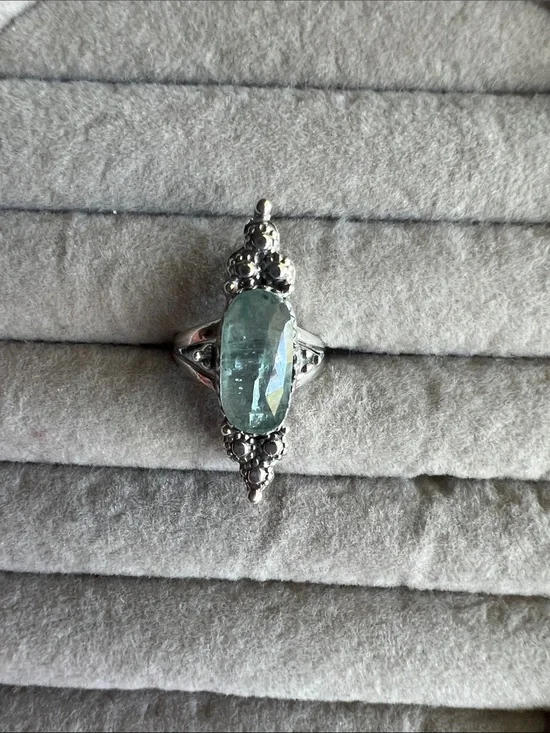 Sterling Silver Mermaid Kyanite Oval Cocktail Ring -