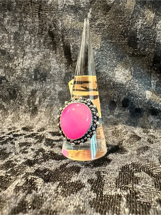 Silver Ring with Pink Gemstone- Women Fashion Jewelry