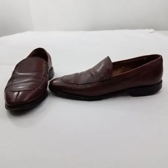 Allen Edmonds Steen 8.5 D Brown Leather Slip on Loafers Mens Shoes Split Toe