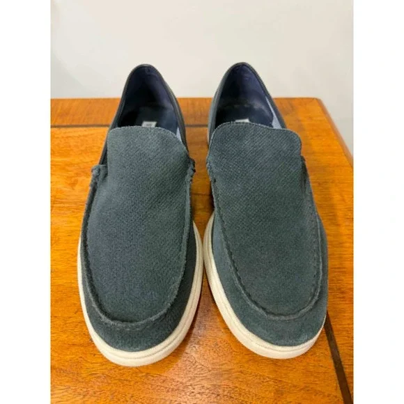 Steve Madden Mens P-Cosimo Navy Blue Perforated Suede Slip On Loafers Size 10