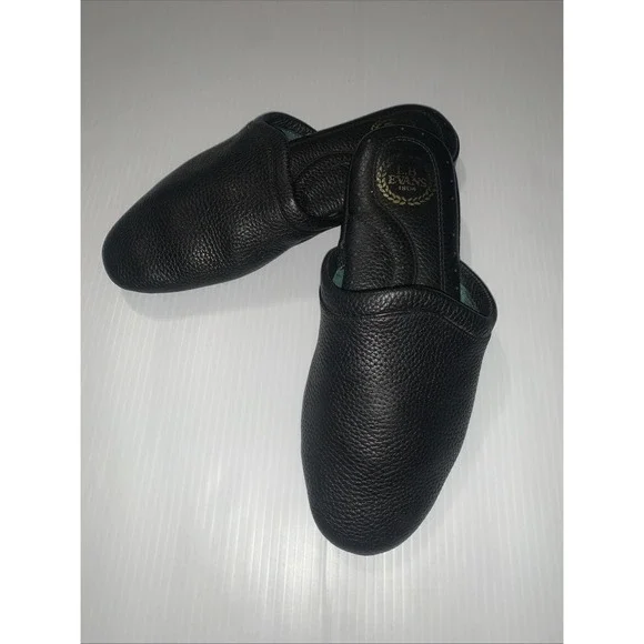 L.B. Evans Aristocrat Scuff Slippers Shoes Mens Size 8M Black Leather Mule House