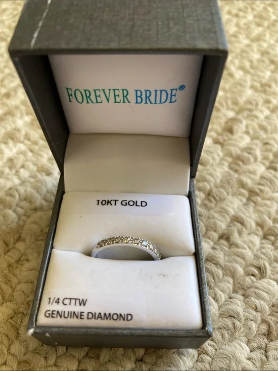 Forever Bride  White Tone Diamond Stackable Wedding Band