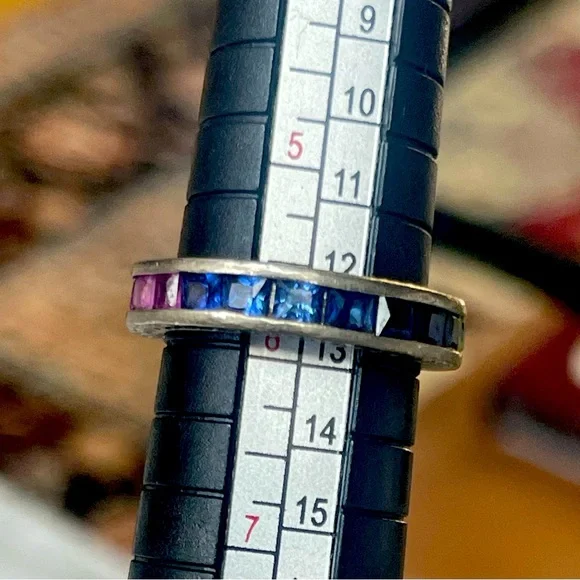 Sterling Silver ring with multi colored stones