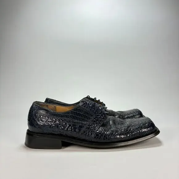 Giorgio Brutini Navy Blue Exotic Genuine Crocodile Skin Dress Shoes Mens Sz 8.5M