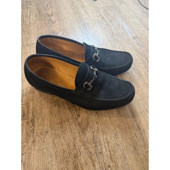 Beckett Simonon Beaumont Horsebit Loafers Mens 11 Black Suede Leather Sole Shoes