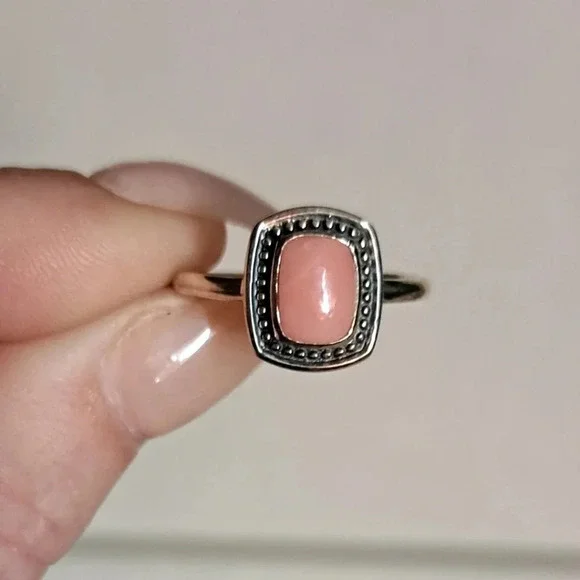 Oregon Peach Opal Solitaire Ring In 925 Sterling Silver