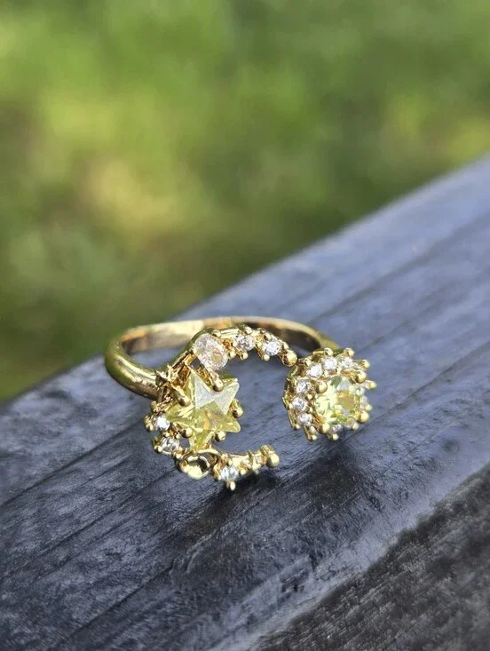 Citrine Celestial Ring Gold Adjustable