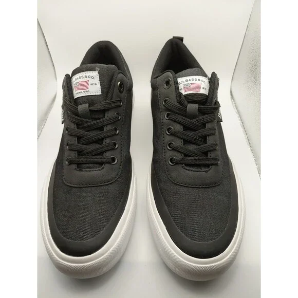 Bass authentic brand-new men's flat shoes, lace up, breathable, black, size 9.5