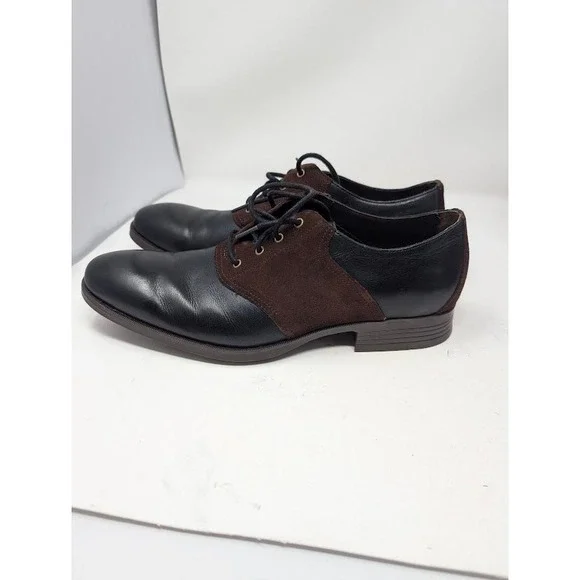 Cole Haan Wingtip Saddle Oxford Dress Shoes Black Brown Leather Suede Men's 9.5