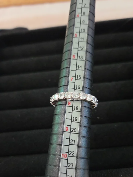 Pavoi 14k White Gold Plated Cubic Zirconia Eternity Band Sz 7 3/4-8