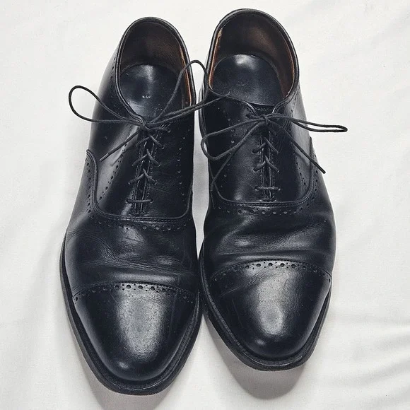 Allen Edmonds Fifth Avenue Black Leather Cap Toe Oxfords Mens 10D Made USA Shoes