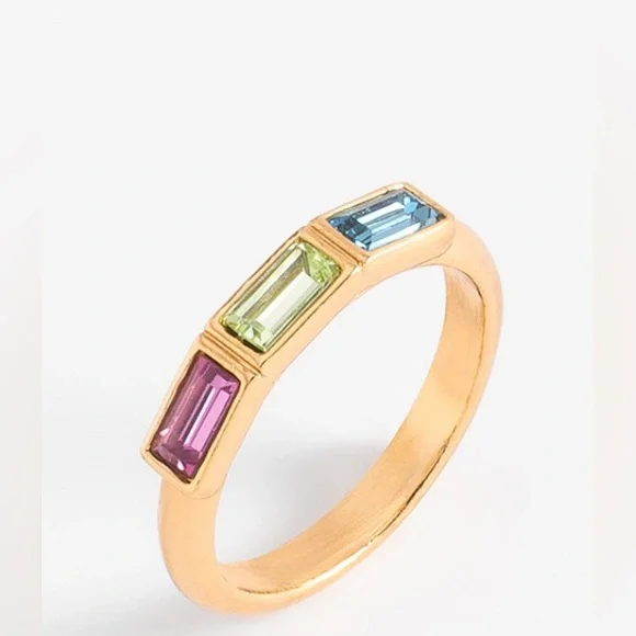 Gold plated and Swarovski crystal band style ring size 5  BNIB so pretty