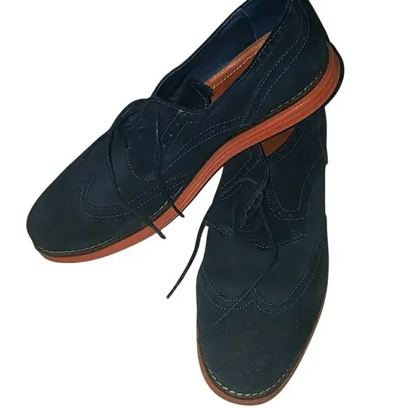 Ask The Missus navy and orange mens suede Oxfords  size 10‎