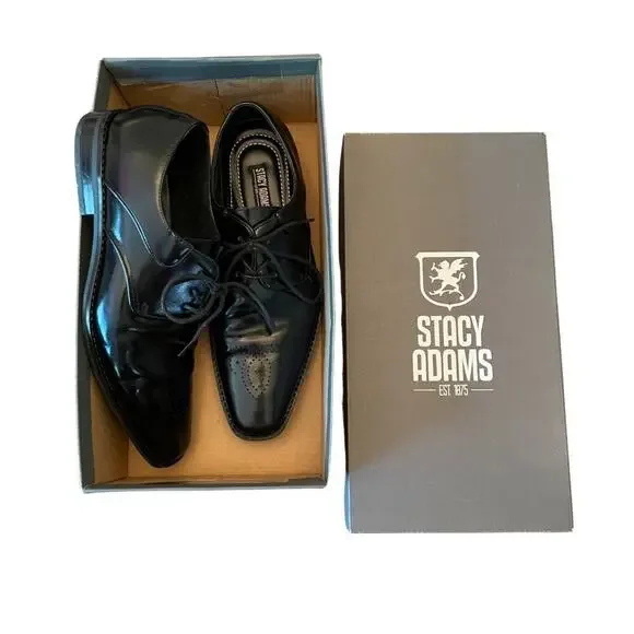 Stacy‎ Adams Kendall Dress Shoes Men’s Size 8M Black Boxed 714 CON