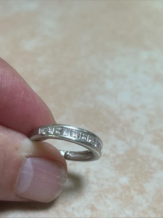 Platinum 12 Princess Cut Diamond Band Ring 0.85cts Art Deco Women Sz 7 Vintage.