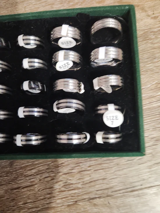 Men's Black And Silve Tone Titianium Ring - Classic Two-Tone Band