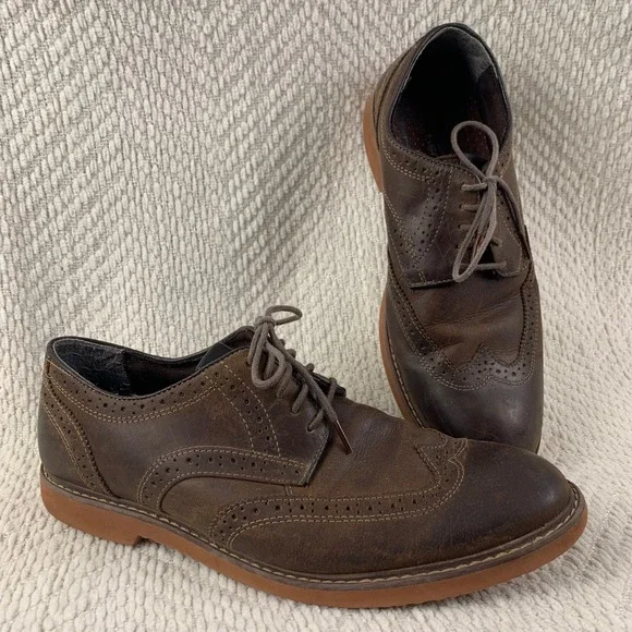 Nunn Bush Mens 10 Brown Leather Wingtip Brogue Oxford Dress Shoes Lace Up Casual