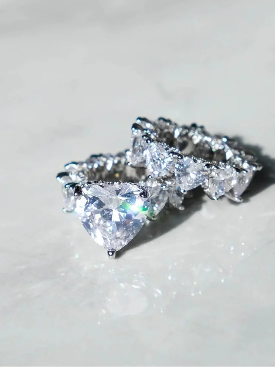 Heart Ring Set - White Diamond Sparkle