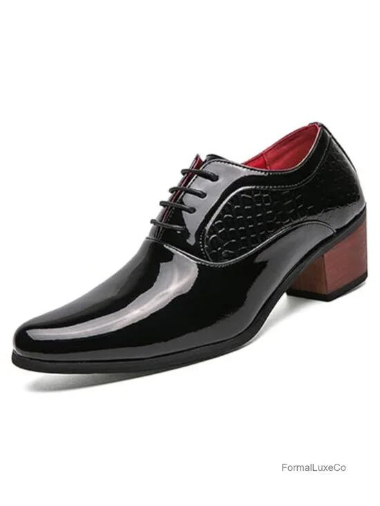 Men's Leather Derby Oxfords Shoes Classic Lace-up Low Top Pointed Toe Embossed