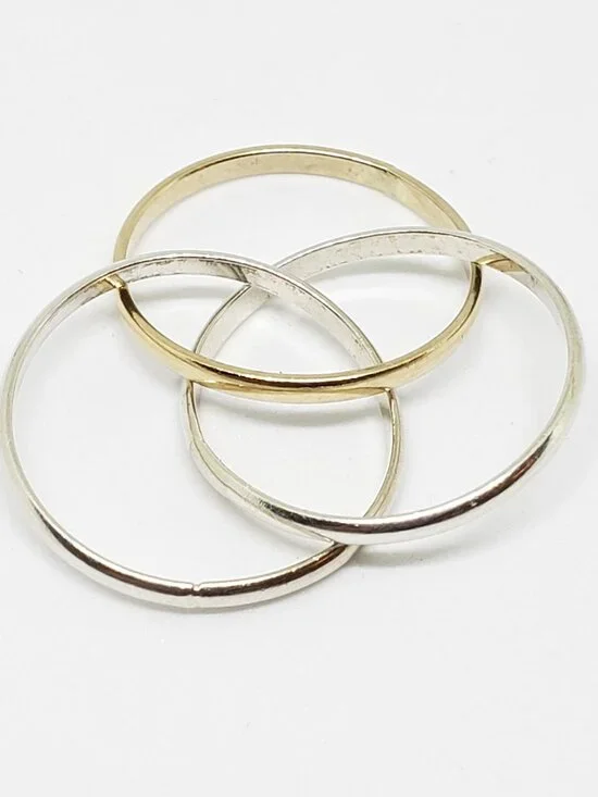 Set of 3 Sterling Silver 925 Interlocking Entwined Infinity Rings - Size 5