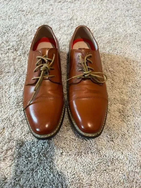 Bruno Marc Men's Brown Faux Leather Oxford Cap Toe Lace Up Dress Shoes 10.5