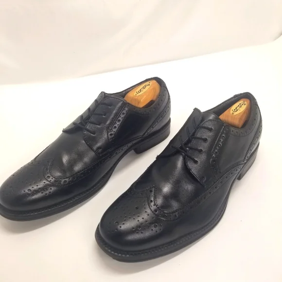 Dockers Wycliff Mens Size 12 Black Faux Leather Oxford Derby Wing-Tip