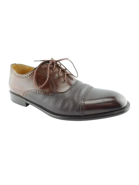 MEZLAN Brown Leather Cap Toe Lace-up Oxfords Shoes 10.5