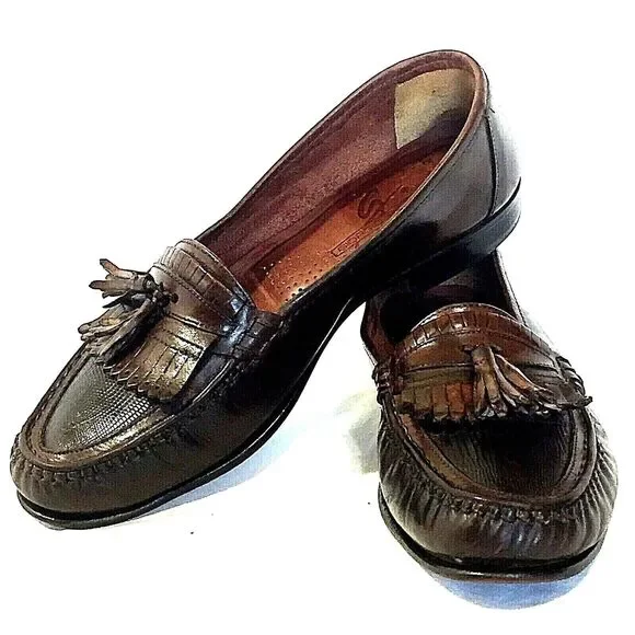 Giorgio Brutini Shoe 9.5 D Lizard Kiltie Tassel Loafer Le Glove Brown Preppy