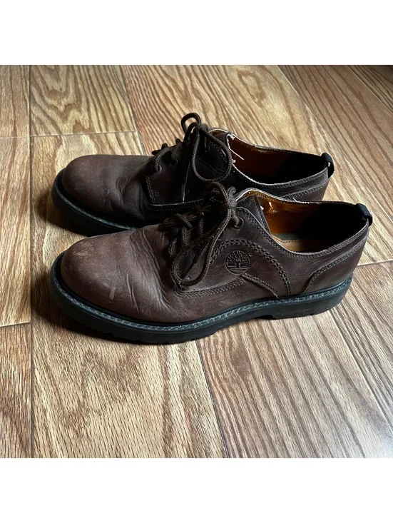 Vintage Y2K Timberland Brown Leather Derby Shoes Grunge Streetwear Classic