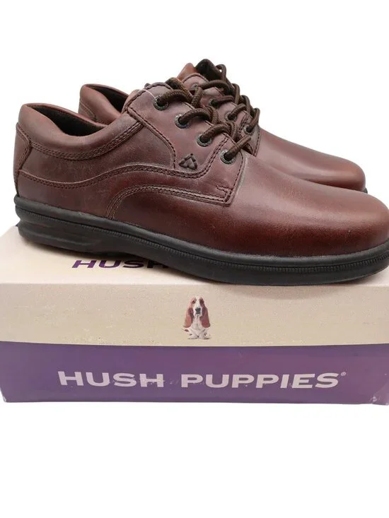 Hush Puppies Glen Casual Shoes Mens 10 Dark Brown Leather Oxford ZeroG Comfort