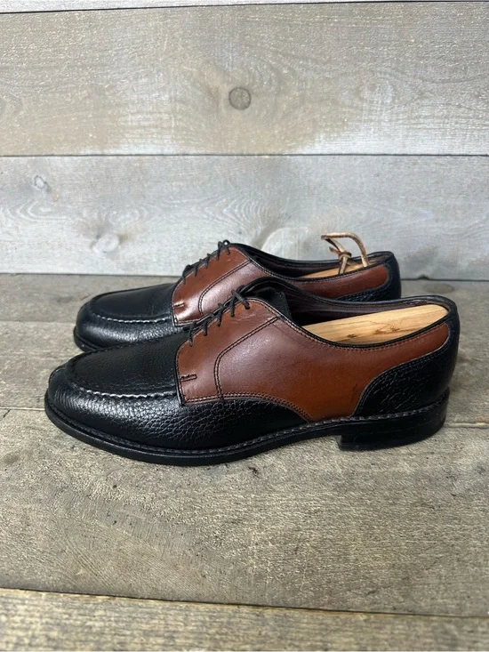 Allen Edmonds Wilbert Men's Size 7 E Two Tone Brown Black Oxfords Split Toe