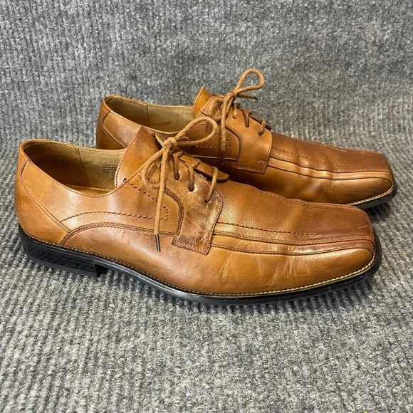 Stacy Adams Oxford Shoes Mens 12 Brown Leather Square Bicycle Toe Lace Up Formal