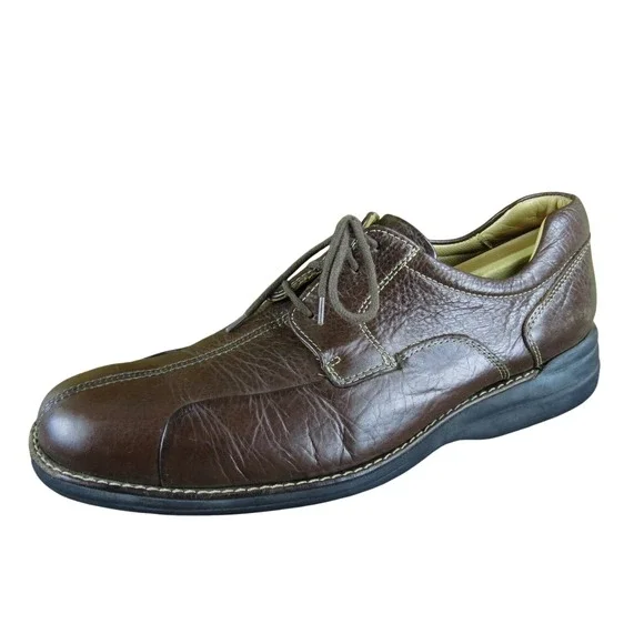 Johnston & Murphy Men 10 Brown Leather Lace Up Oxford Comfort Casual Dress Shoes