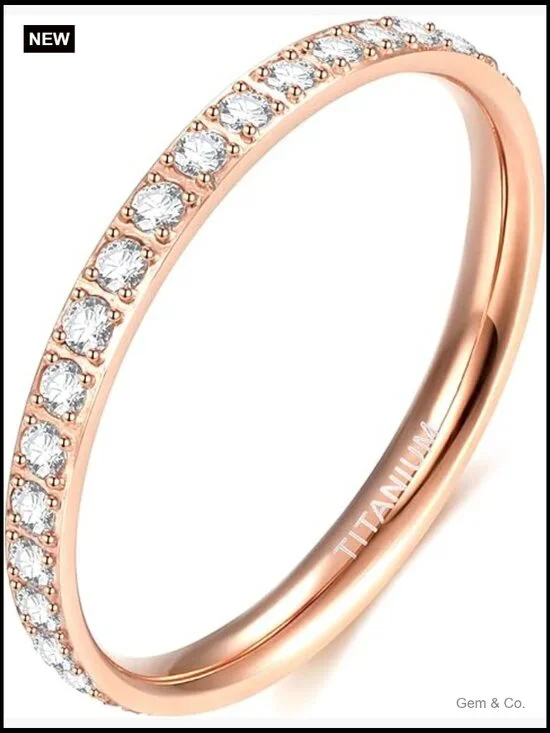 Titanium Cubic Zirconia Eternity Band Ring Size 9 Wedding Engagement