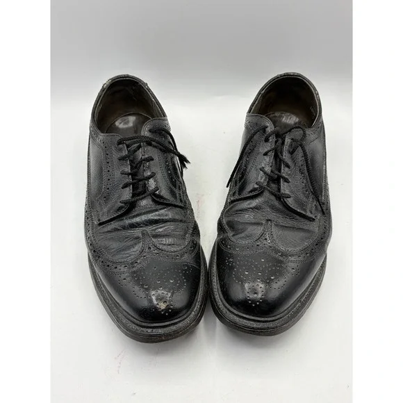 Vintage Dexter Black Leather Wingtip Dress Shoes Mens Size 10.5D USA Made
