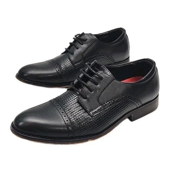Ashford Hayes Dress Shoe Express Black Oxford Size 9 Men Derby Man-Made Upper