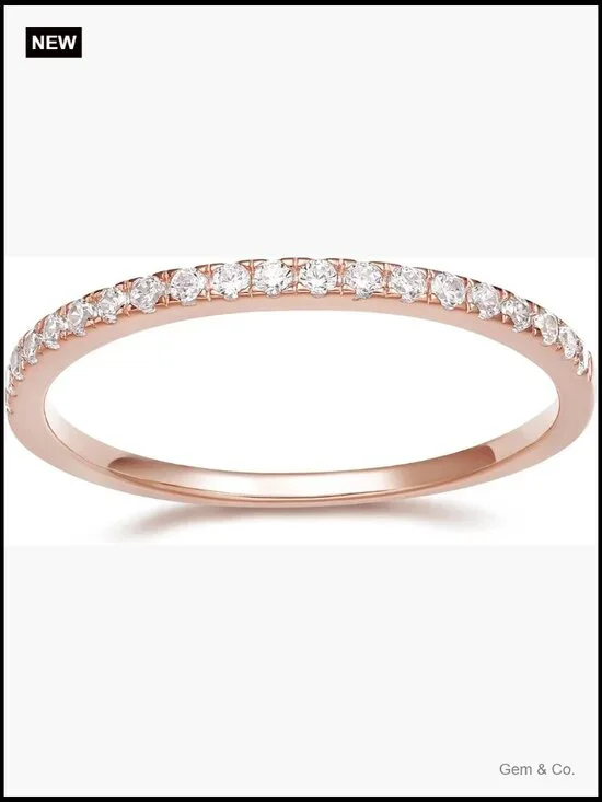 2mm Half Eternity Wedding Band Cubic Zirconia Ring Size 7